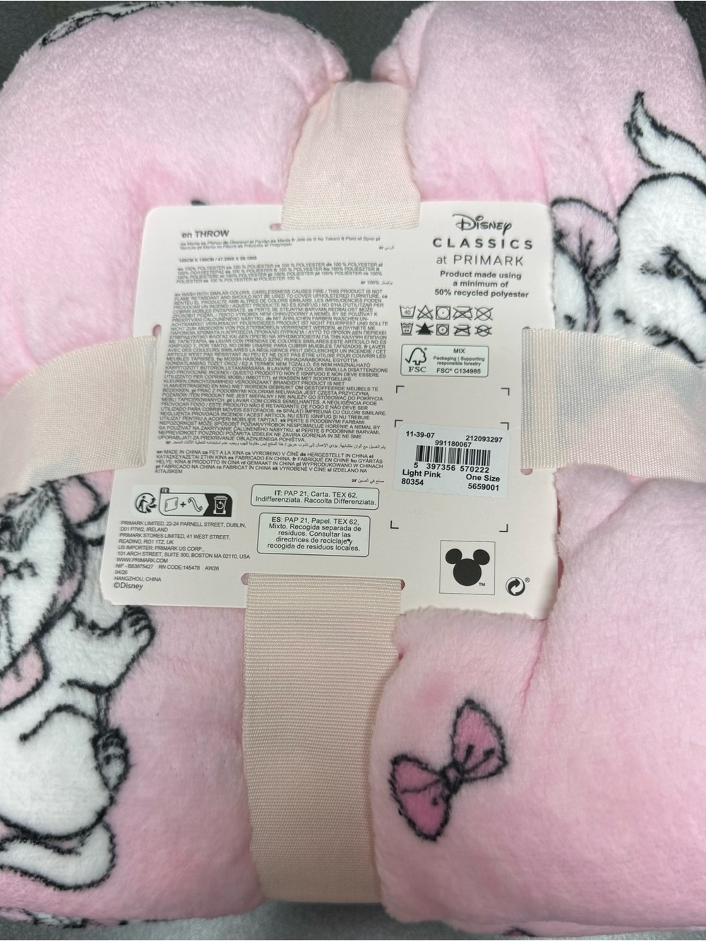 Disney x Primark Pink Aristocats βMarieβ Plush Throw Blanket *NWT - Picture 6 of 10